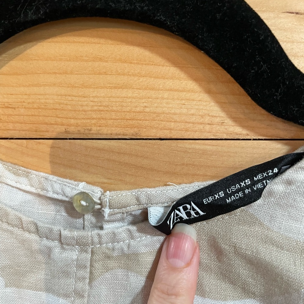 Zara Linen Blend Crop Top XS Camo - Picture 6 of 9